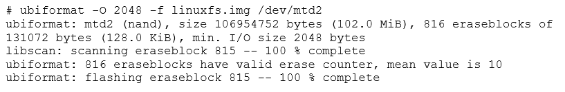 ubiformat to write linuxfs.img