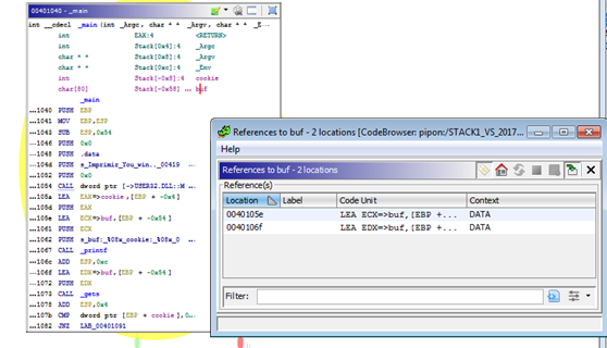 Find the variable references