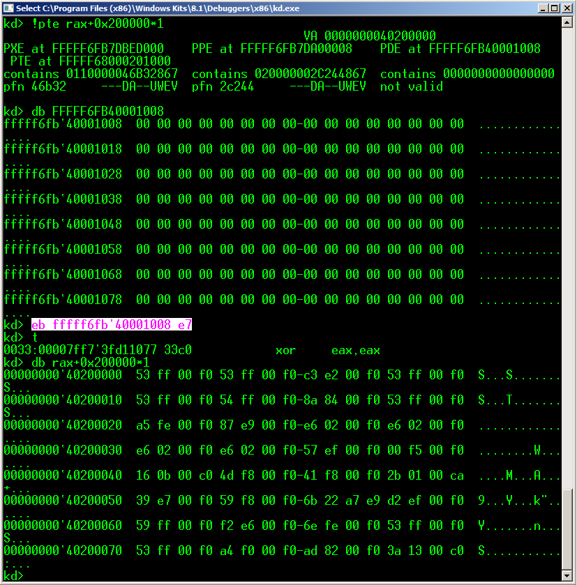 not memory mapped at 1GB+2MB