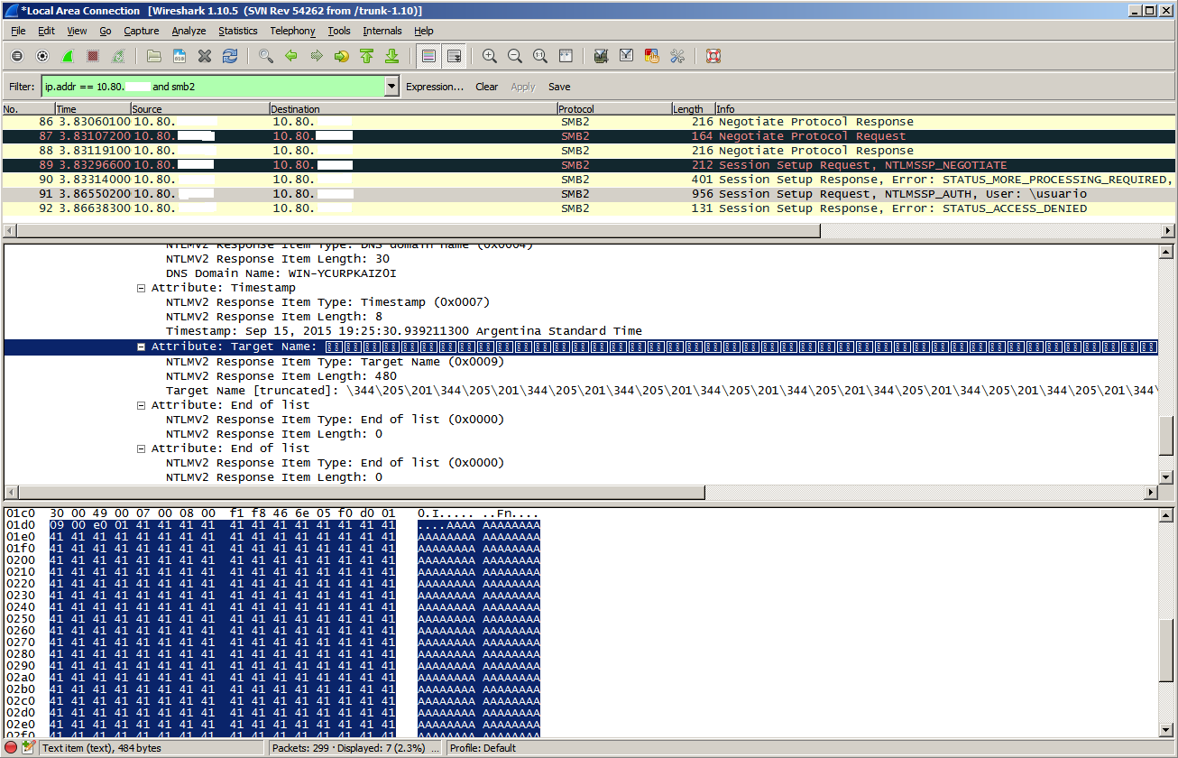 "Session Setup AndX Request" packets