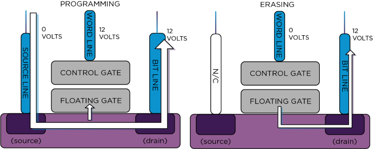 programming a cell and erasing a cell