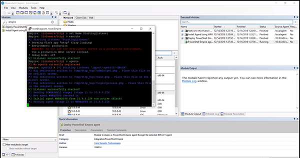 Core Impact and PowerShell Empire Progress Logs