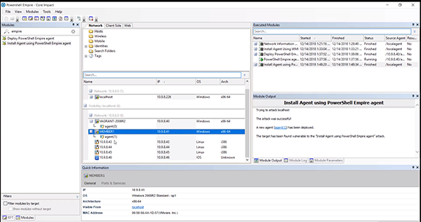 Core Impact New PowerShell Empire Agent Installed