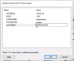 Core Impact PowerShell Empire Credentials Screen