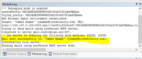 phishing module - success log