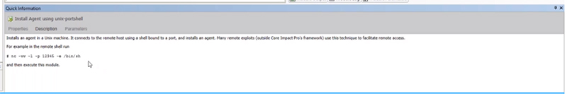 Core Impact Install Agent Command Script Screen