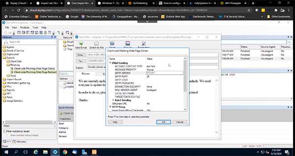 Core Impact Phishing Campaign Screenshot