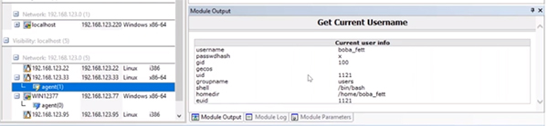 Core Impact Post Exploitation Username Gathering Screen