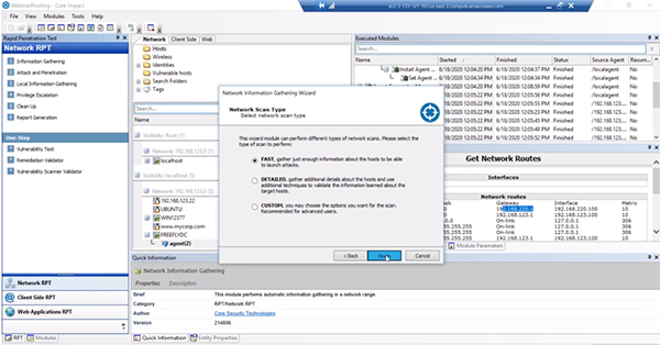 Core Impact Information Gathering Screen