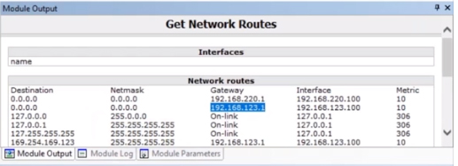Core Impact Get Network Routes Screen