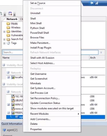 Core Impact Set as Source Screen