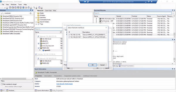 Core Impact Wireshark Screen