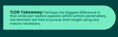 difference pen testing vs red teaming