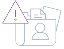 file folder with personal information and alert sign