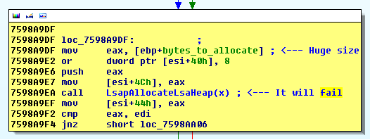 LsapAllocateLsaHeap Function screen