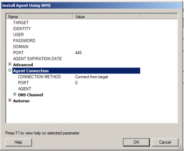 Core Impact Install Agent WMI screenshot
