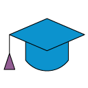 Higher education graduation cap icon